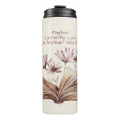 Add Name, Watercolor Book & Flowers Thermosbecher (Vorderseite)