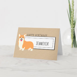 Add Name Wird Cute Corgi Birthday Card Feiertagskarte