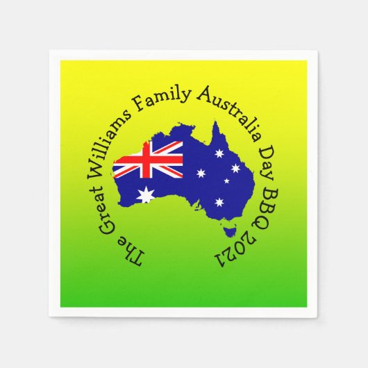Add Name Year Australia Day GRILLEN Cocktail Serviette (Vorderseite)