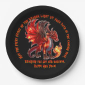 Add Name Year, Text -  Fire Dragon New Year Pappteller (Vorderseite)