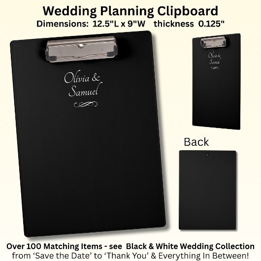 Add Names, Black & White with Infinity Scroll Klemmbrett