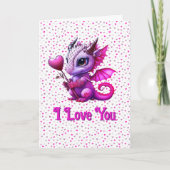 Add Names, Dragon Valentines Day Pink Hearts  Karte (Vorderseite)