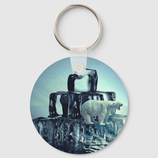Add Own SLOGAN To Save Arctic Polar Bear Planet Schlüsselanhänger (Vorderseite)