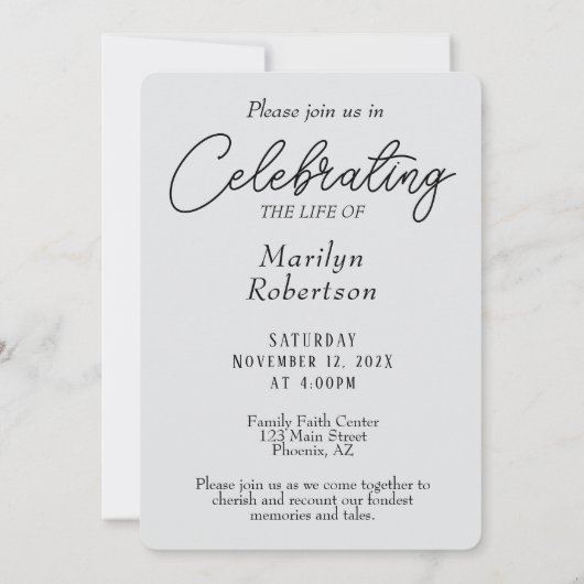 Add Photo Custom Memorial Einladung (Rückseite)