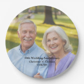 Add Photo Text Overlay 50th Wedding Anniversary Pappteller (Vorderseite)
