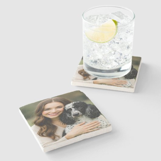 Add Poddle Photo Personalize Customize Steinuntersetzer (Seitenansicht)