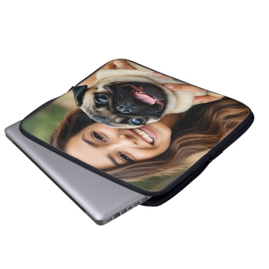 Add Pug Photo Personalize Customize Laptopschutzhülle (Vorne Knopf)