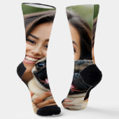 Add Pug Photo Personalize Customize Socken (Gewinkelt)