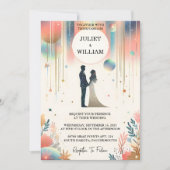 Add Stars Glam Bright Pastel Ombre Glitzer Wedding Einladung (Vorderseite)