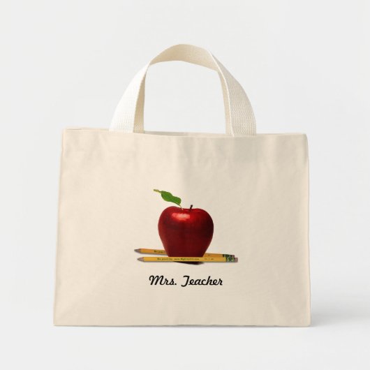 ADD Teachers NAME Tote Bag Mini Stoffbeutel (Vorne)