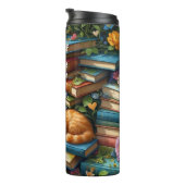 Add Text, Cat is Dreaming, Books, Coffee, Flowers Thermosbecher (Nach rechts gedreht)