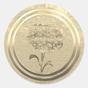 Add Text Gold Carnation January Runder Aufkleber