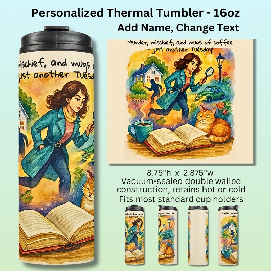 Add Text Name, Murder Mischief Coffee Thermosbecher