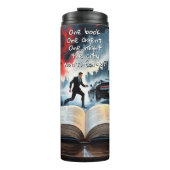 Add Text Name, Spy Mystery Action Book Novel Thermosbecher (Vorderseite)