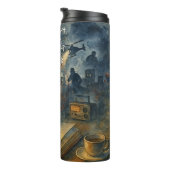 Add Text Name, Spy Mystery Action Book Novel Thermosbecher (Nach rechts gedreht)