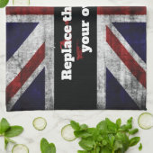 Add text on English flag Throw Pillow Geschirrtuch (Gefaltet)