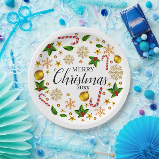 Add Year Frory Christmas 20xx Weihnachtsthema 9" Pappteller (Party)