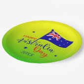 Add Year, Happy Australia Day Flag Green Gold 9" Pappteller (Schrägansicht)