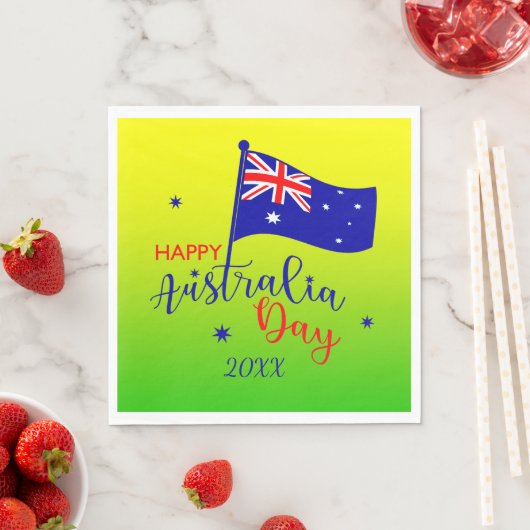 Add Year, Happy Australia Day Flag Green Gold Serviette (Beispiel)