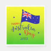 Add Year, Happy Australia Day Flag Green Gold Serviette (Vorderseite)