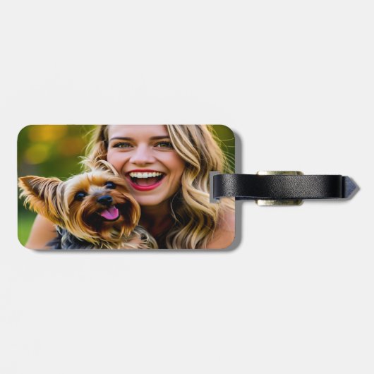 Add Yorkshire Terrier Photo Personalize Gepäckanhänger (Rückseite horizontal)
