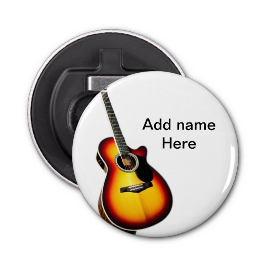 Add you name text brown acoustic guitar editable t flaschenöffner (Vorderseite)