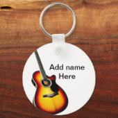 Add you name text brown acoustic guitar editable t schlüsselanhänger (Vorderseite)