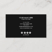 Add your custom logo circle professional black visitenkarte (Rückseite)