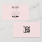 Add your custom logo circle professional Pink Visitenkarte (Vorne/Hinten)