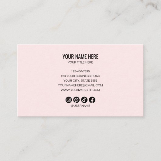 Add your custom logo circle professional Pink Visitenkarte (Vorderseite)