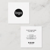 Add your custom logo circle professional white squ quadratische visitenkarte (Vorne/Hinten)