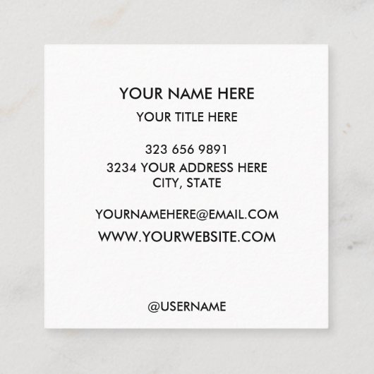 Add your custom logo circle white quadratische visitenkarte (Rückseite)