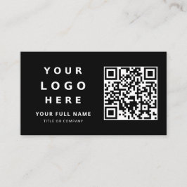 Add Your Custom Logo & Qr Code Professional Black Visitenkarte