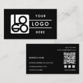 Add Your Custom Logo Rectangle Professional Black Visitenkarte (Vorne/Hinten)