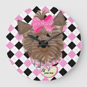 Add Your Dogs Name - Round (Large) Clock Große Wanduhr