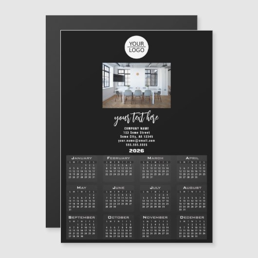 Add your Logo 2026 Calendar Company Foto Magnetkarte (Vorne/Hinten)