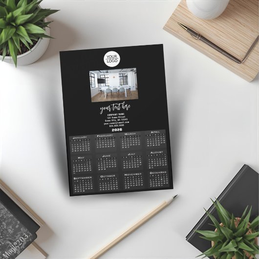Add your Logo 2026 Calendar Company Foto Magnetkarte