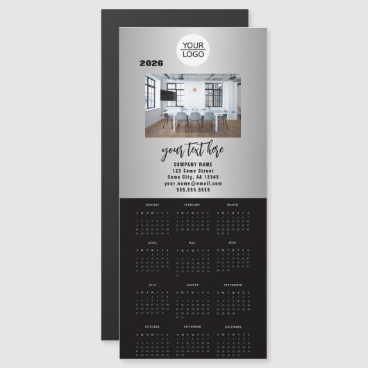 Add your Logo 2026 Calendar Company Photo Magnetkarte (Vorne/Hinten)
