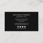Add Your Logo Black Professional Social Media Visitenkarte (Rückseite)