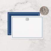 Add Your Logo Blue Double Border Business Mitteilungskarte (Vorderseite/Rückseite Beispiel)