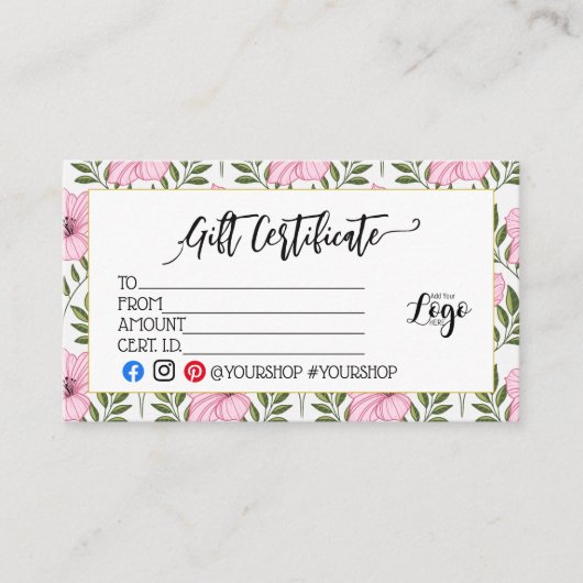 ADD YOUR LOGO Business gift certificate marketing Visitenkarte (Vorderseite)