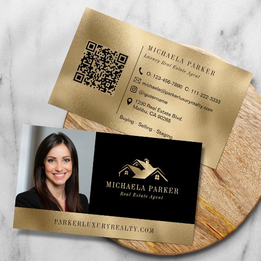 Add Your Logo Photo Luxury Real Estate Agent  Visitenkarte