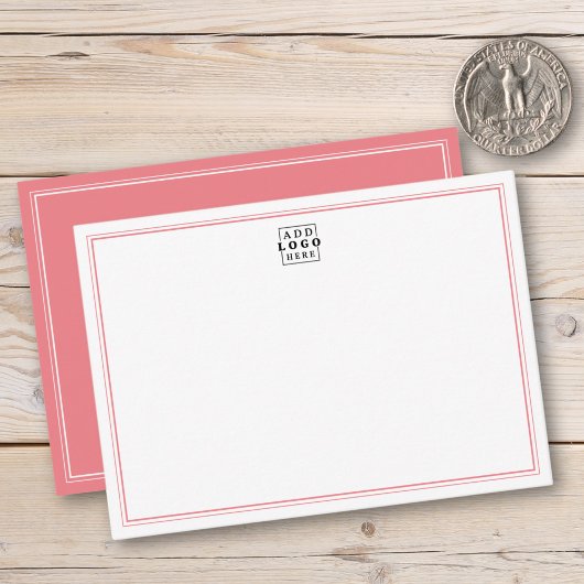 Add Your Logo Pink Double Border Business Mitteilungskarte