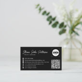 Add your logo professional QR code black Visitenkarte (Stehend Vorderseite)