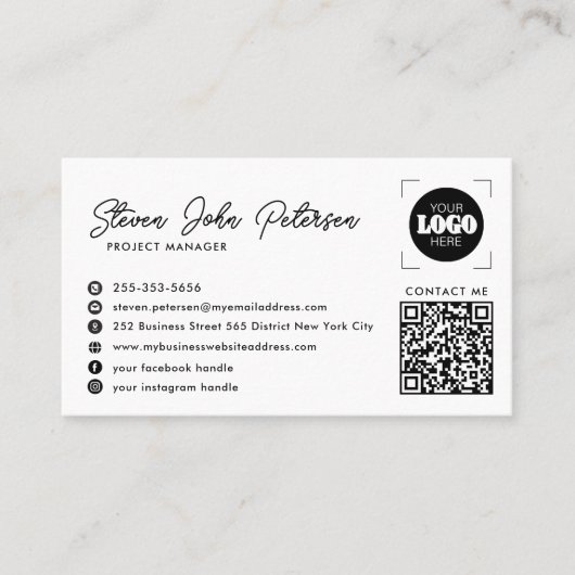 Add your logo professional QR code white Visitenkarte (Vorderseite)