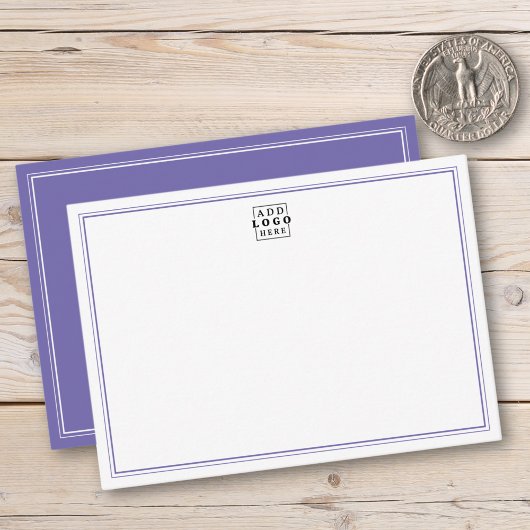 Add Your Logo Purple Double Border Business Mitteilungskarte