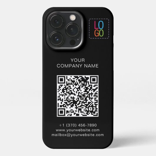 Add Your Logo QR Code Black and White Personalize iPhone Hülle (Rückseite)
