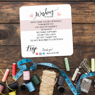 ADD YOUR LOGO Waschanleitung CARE Etikett Quadratischer Aufkleber