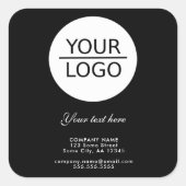 Add your Logo with Custom Text Promotion Black Quadratischer Aufkleber (Vorderseite)