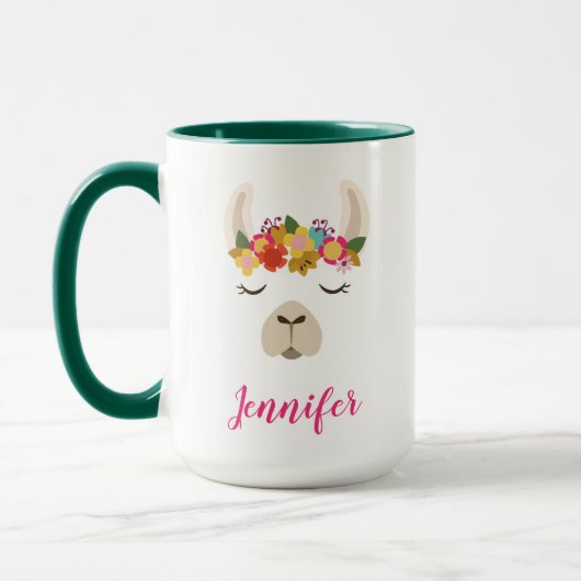 Add Your Name | Alpaca & Flowers Pattern Tasse (Links)